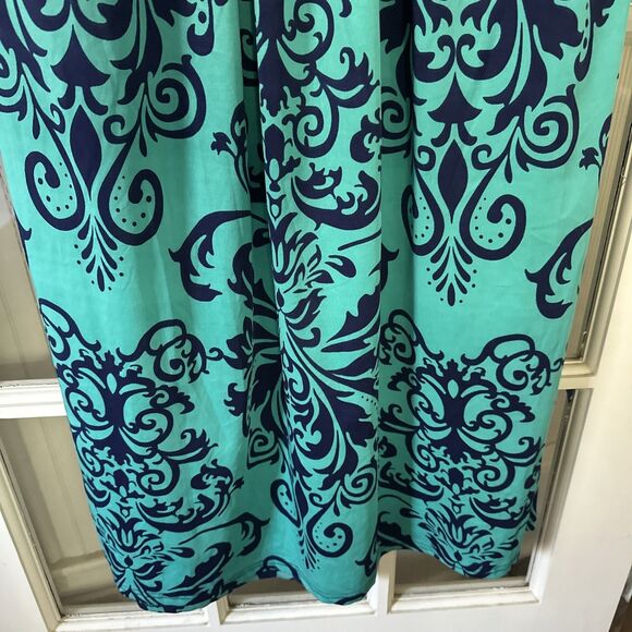 Strapless Maxi Dress Turquoise & Navy Blue Womens Large Pockets - Picture 6 of 10